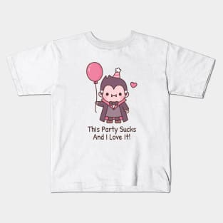 Funny Cute Vampire This Party Sucks And I Love It Kids T-Shirt